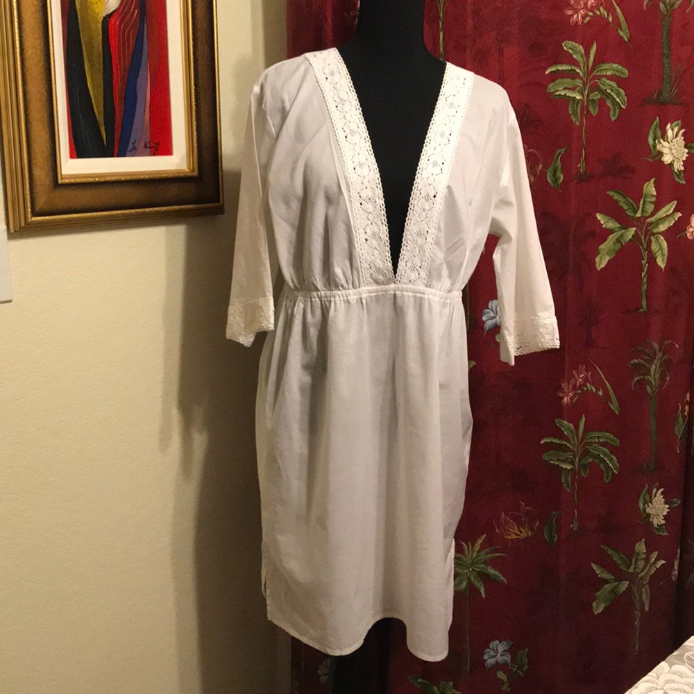 Boho style , White, bathing suit cover top🌻